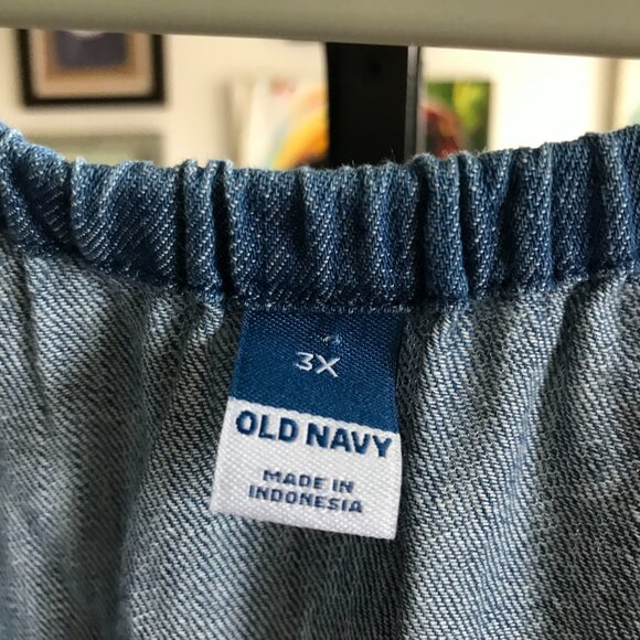OLD NAVY size 3X Chambray Blue Denim Tiered Peasant Top Boho Bohemian NWT - Picture 4 of 5